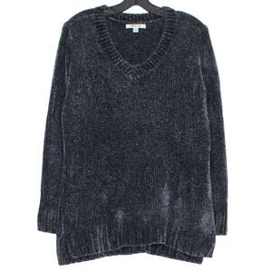 Orvis Womens Sweater Chenille Cottage Minimalist Cozy Luxe Casual Blue Medium